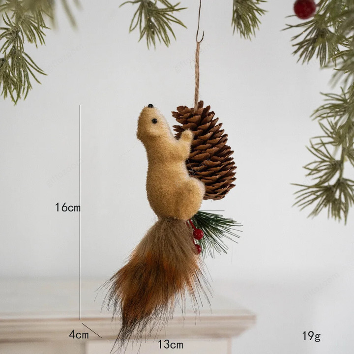 Christmas Decorations Simulated Squirrel Pendant FoamWool Cute Squirrel Christmas Tree Creative Doll Small Creative Pendant 2025