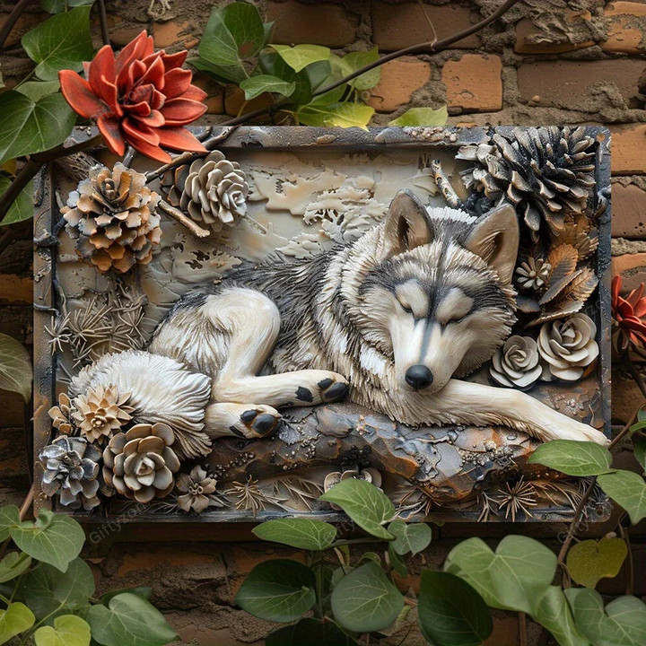Premium Siberian Husky 3D Effect Aluminum Wall Art for Home & Garden