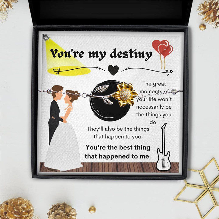 You're My Destiny In My Life Gift For Her  Sunflower Bracelet