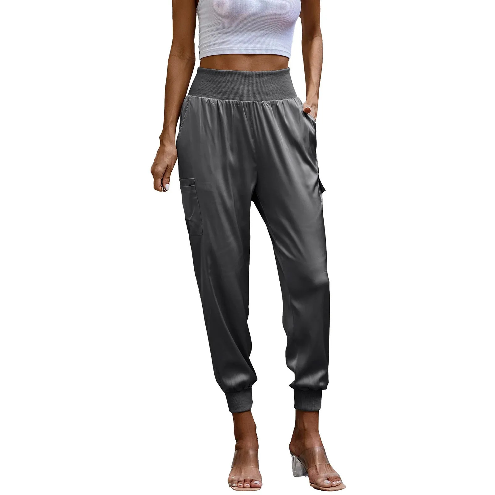 Wear-resistant High Waisted Multiple Pockets Hiking Pile Joggers