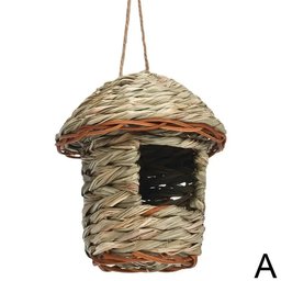Handwoven Straw Bird Nest Parrot Hatching Breeding Grass Cave Garden Supply Grass Birds House Humming Bird Nest for Lawn Home