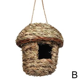 Handwoven Straw Bird Nest Parrot Hatching Breeding Grass Cave Garden Supply Grass Birds House Humming Bird Nest for Lawn Home