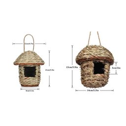 Handwoven Straw Bird Nest Parrot Hatching Breeding Grass Cave Garden Supply Grass Birds House Humming Bird Nest for Lawn Home
