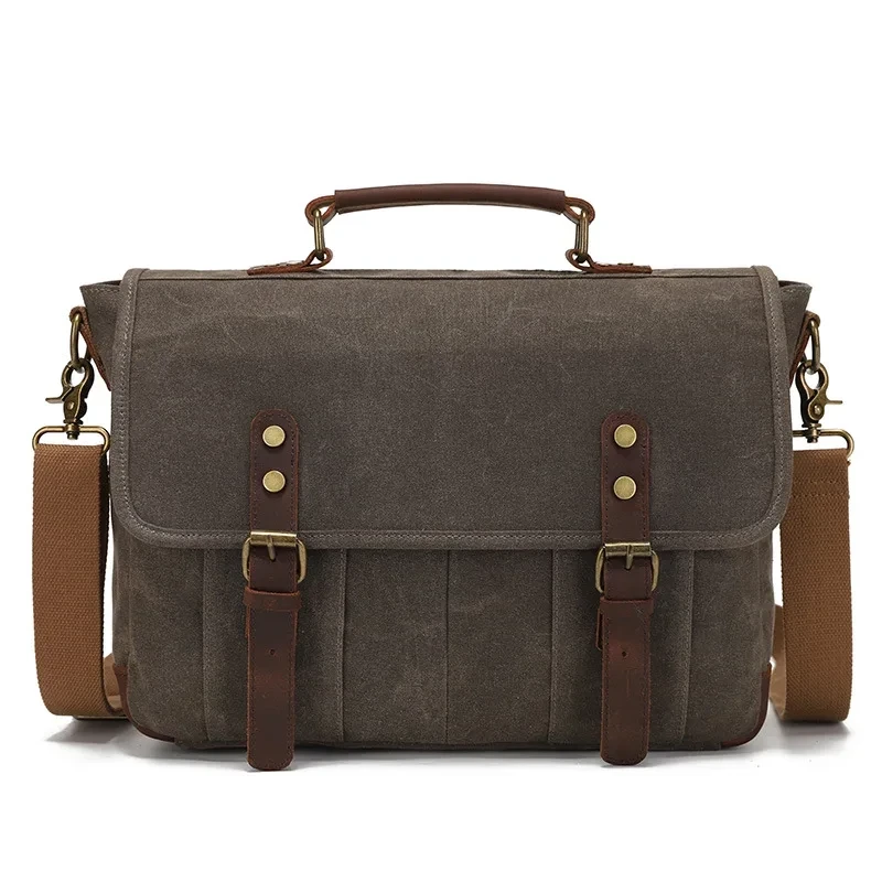Retro Canvas Leather Messenger Shoulder Bag