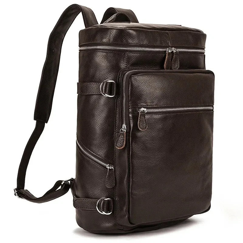 Mens Vintage Genuine Leather 15.6 Inch Laptop Backpack