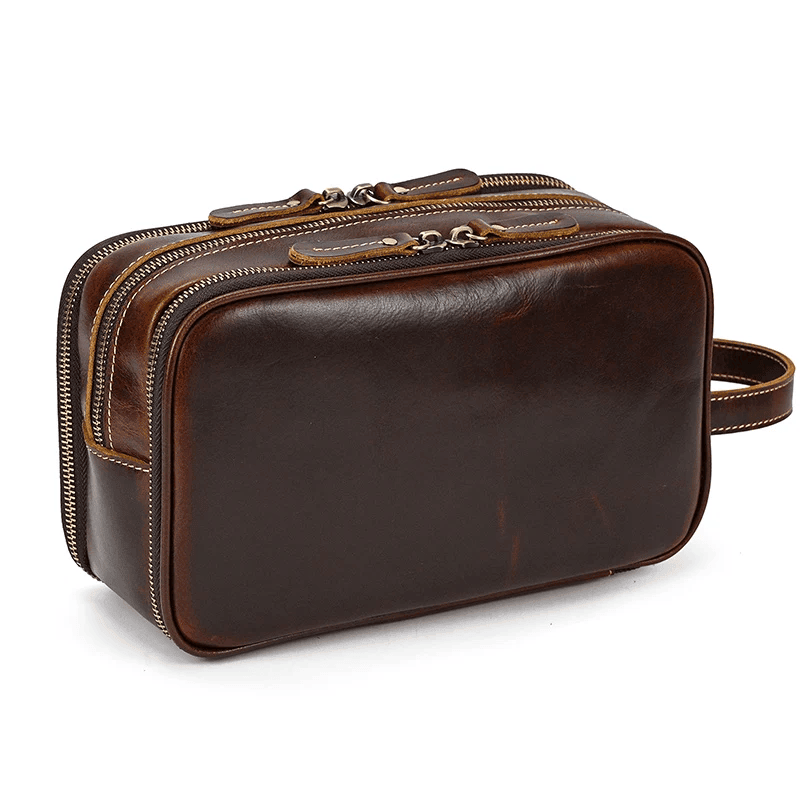 Toiletry Bag 26cm - Leather Brown-red