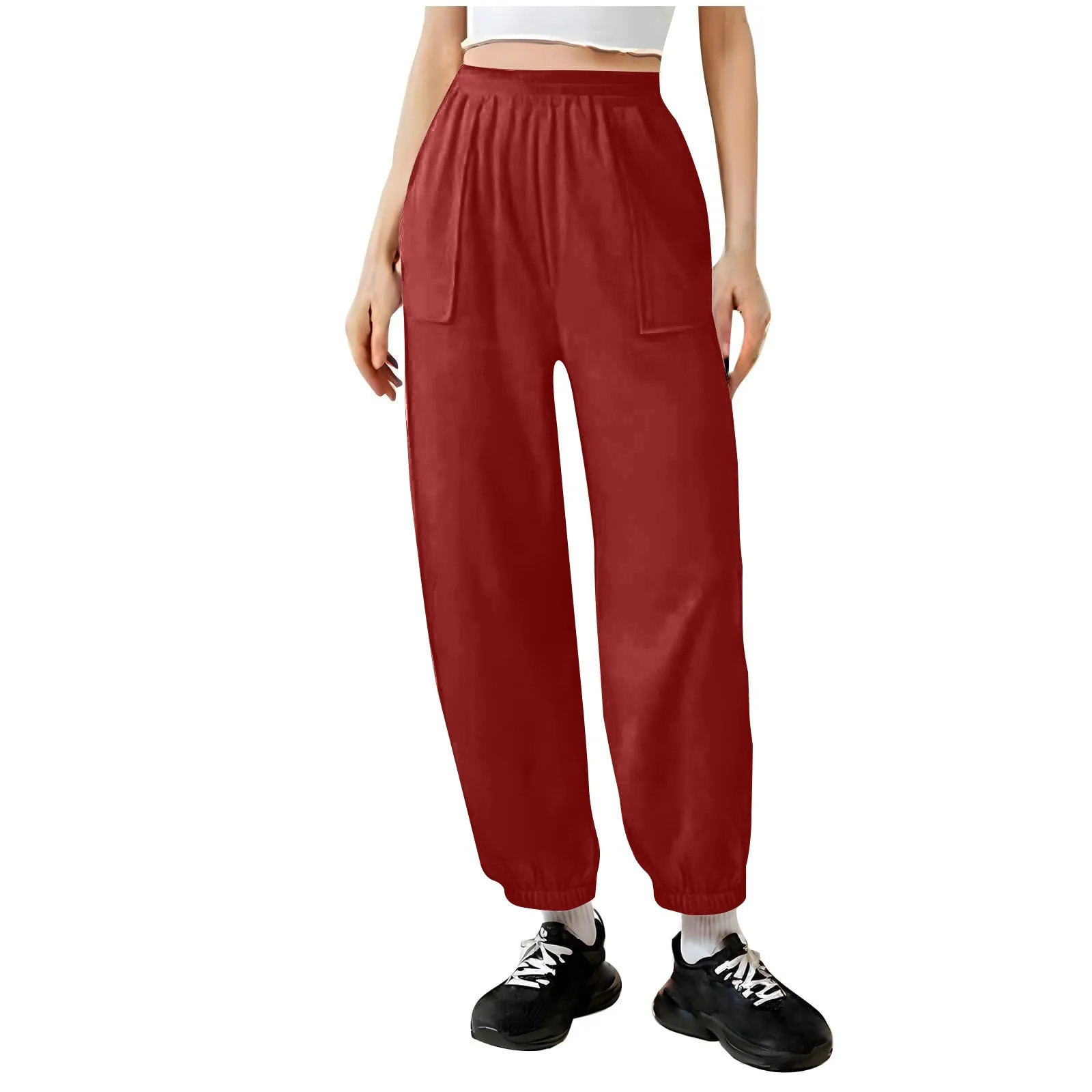 High Waisted Side Pocket Fleece Camping Joggers