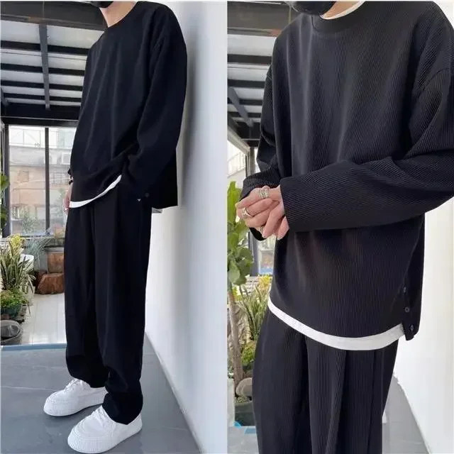 Men’s Loose Fashionable Long Sleeve 2-piece Set