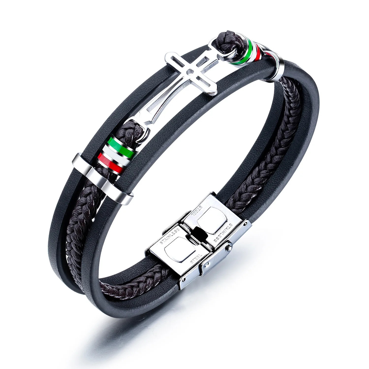 High-quality Leather Handmade Personalise Fashion Leather Cross Bracelet-limited Edition