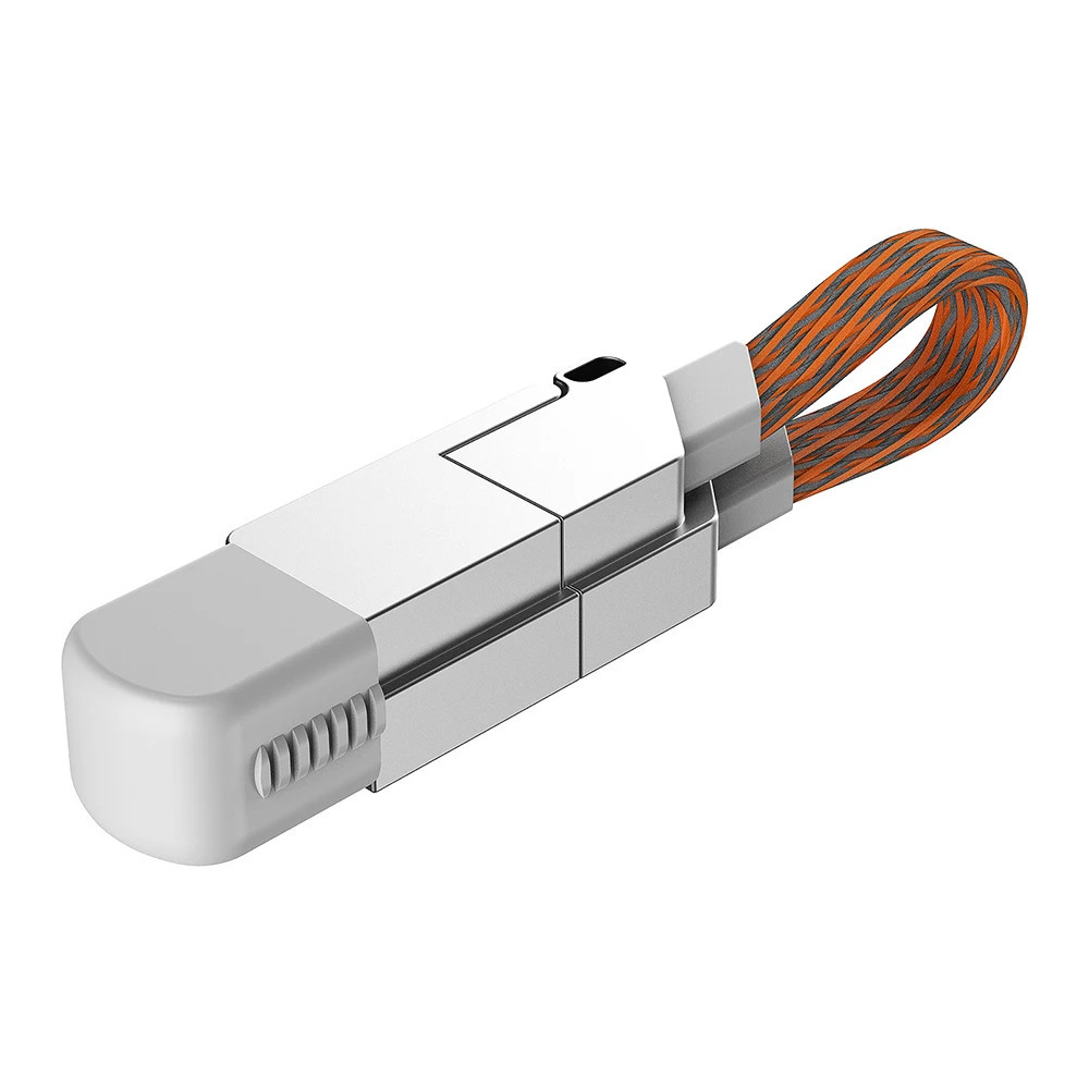 4 In 1 Zinc Alloy Keychain - Data Cable, Wire Cutter & Bottle Opener