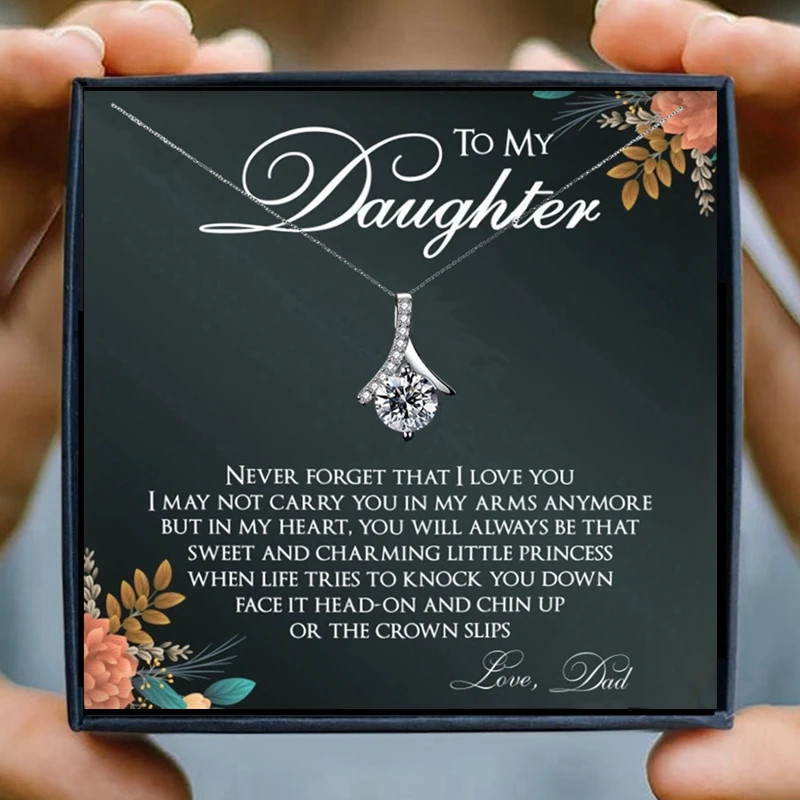 "To My Daughter, Love Dad" Allure® White Gold Necklace