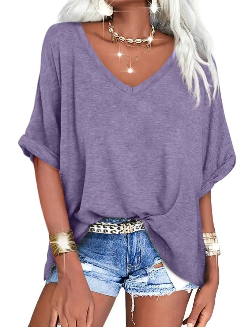 V Neck Ruffle Short Sleeve Cozy T-shirt