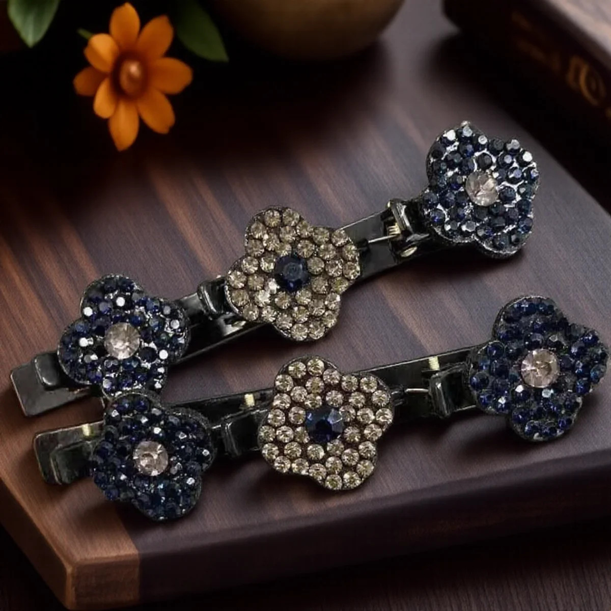 Sparkling Crystal Stone Braided Hair Clips
