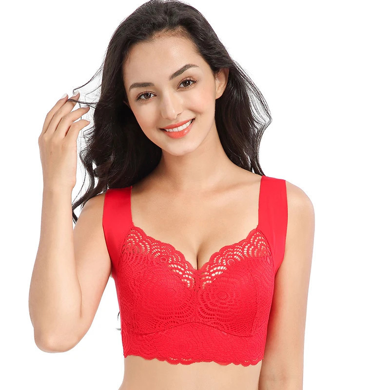 Stretch Full-figure Seamless Lace Cut-out Bra