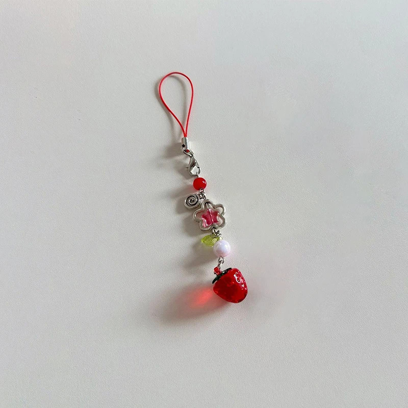 Sweet Y2K Cute Strawberry Mobile Phone Lanyard Lovely Fruits Phone Chain
