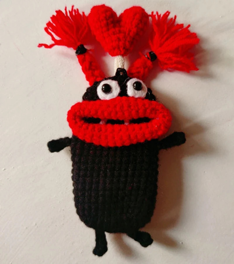 Funny Sausage Mouth Car Key Hand Woven Wool Playful Key Keeper Funny