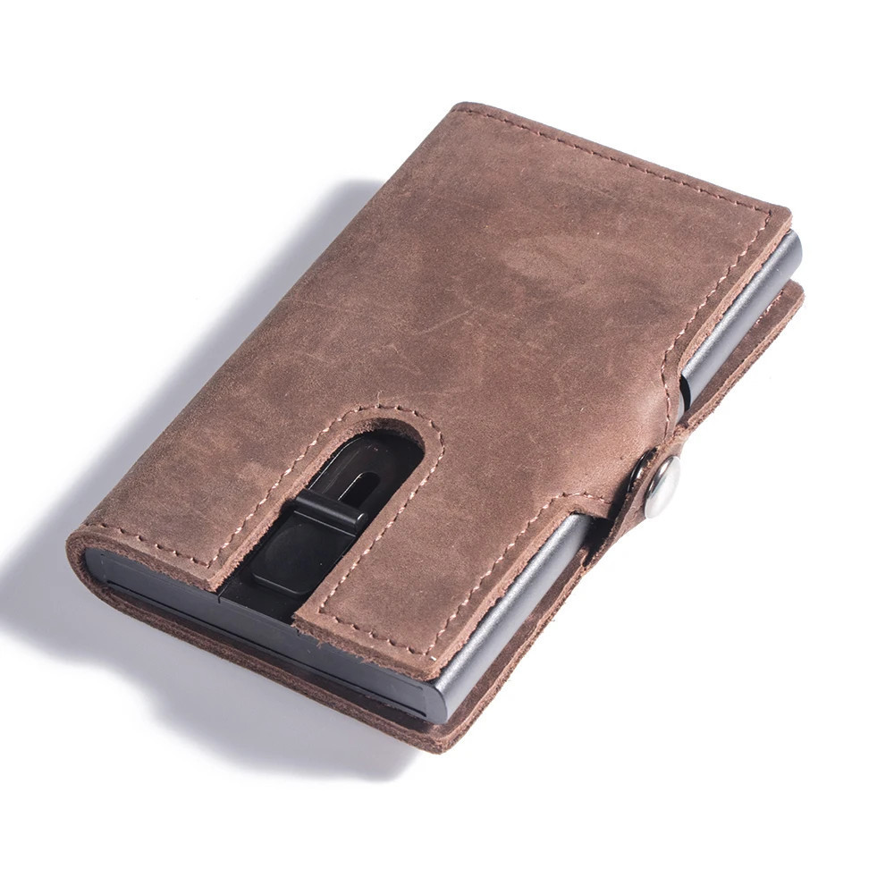 Slim Wallet With Coin Compartment - Color Leather