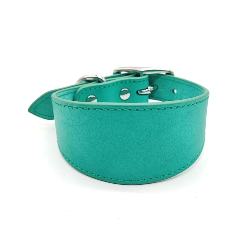 Wide Padded Dogs Collar Genuine Leathers Puppy Collars for Lurchers Italian Greyhounds Comfortable Pet Dogs Accessories B03E