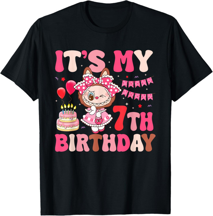 It's My 7th Birthday Girls Kids Teens Labubu Bday T-Shirt
