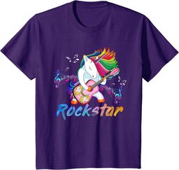 Unicorn Rock star Guitar Rockin' music singer Tee T-Shirt