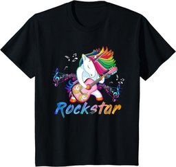 Unicorn Rock star Guitar Rockin' music singer Tee T-Shirt