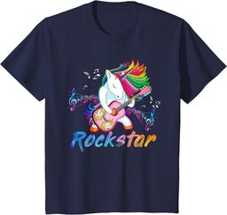 Unicorn Rock star Guitar Rockin' music singer Tee T-Shirt