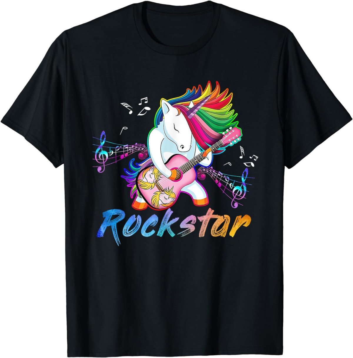 Unicorn Rock star Guitar Rockin' music singer Tee T-Shirt