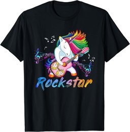 Unicorn Rock star Guitar Rockin' music singer Tee T-Shirt