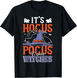 Halloween It's Hocus Pocus Time Witches Girls Ladies Women T-Shirt
