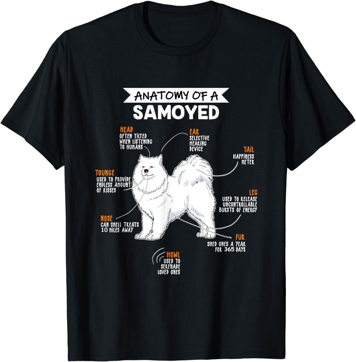 Anatomy Of A Samoyed Dog Funny Dog Lover Gift T-Shirt