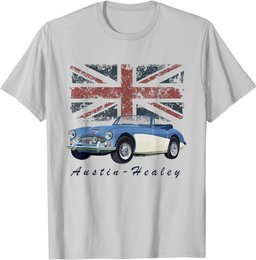 British Classic Sports Car - Austin-Healey with Union Flag T-Shirt