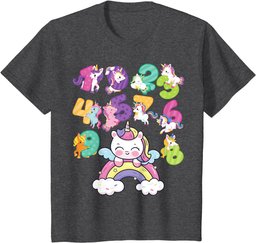 Unicorn Numbers Math day back school rainbow number day kids T-Shirt