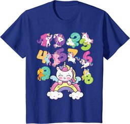 Unicorn Numbers Math day back school rainbow number day kids T-Shirt