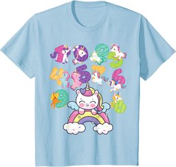 Unicorn Numbers Math day back school rainbow number day kids T-Shirt