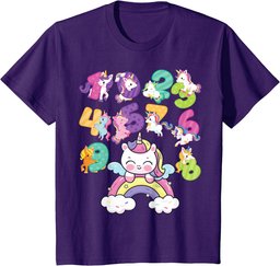 Unicorn Numbers Math day back school rainbow number day kids T-Shirt