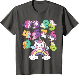 Unicorn Numbers Math day back school rainbow number day kids T-Shirt