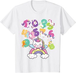 Unicorn Numbers Math day back school rainbow number day kids T-Shirt