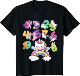 Unicorn Numbers Math day back school rainbow number day kids T-Shirt