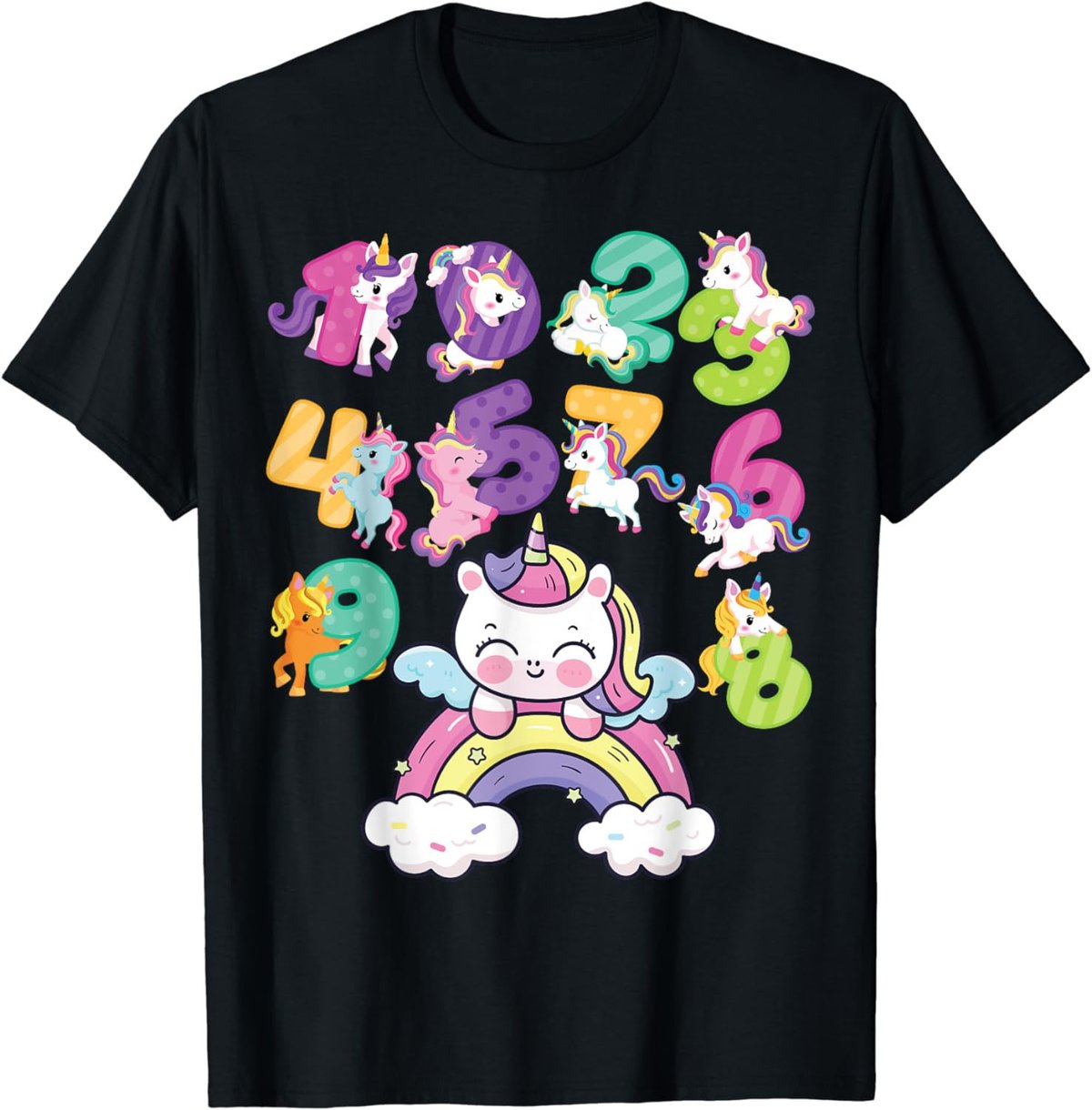 Unicorn Numbers Math day back school rainbow number day kids T-Shirt