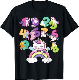 Unicorn Numbers Math day back school rainbow number day kids T-Shirt