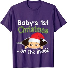 Baby's 1st Christmas On The Inside T-Shirt Pregnancy T-Shirt