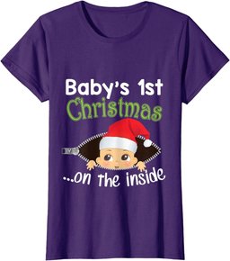 Baby's 1st Christmas On The Inside T-Shirt Pregnancy T-Shirt