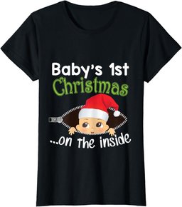 Baby's 1st Christmas On The Inside T-Shirt Pregnancy T-Shirt