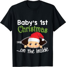Baby's 1st Christmas On The Inside T-Shirt Pregnancy T-Shirt