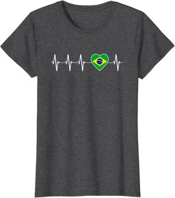 Brazilian Heartbeat I Love Brazil an Heart Flag Gift T-Shirt