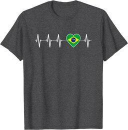 Brazilian Heartbeat I Love Brazil an Heart Flag Gift T-Shirt