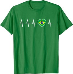 Brazilian Heartbeat I Love Brazil an Heart Flag Gift T-Shirt