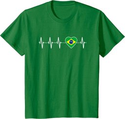 Brazilian Heartbeat I Love Brazil an Heart Flag Gift T-Shirt