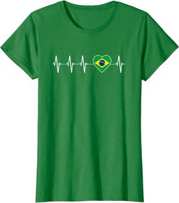 Brazilian Heartbeat I Love Brazil an Heart Flag Gift T-Shirt