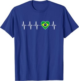 Brazilian Heartbeat I Love Brazil an Heart Flag Gift T-Shirt